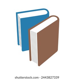 Two hardcover books set on edge vertical. Vector illustration
