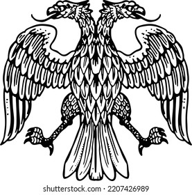 Two head eagle heraldic element vector ilustration