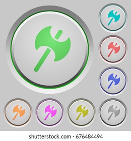 Two headed battle axe color icons on sunk push buttons
