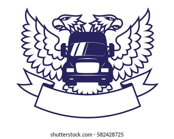 Two headed eagle with truck emblem with place for your text