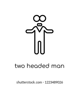 two headed man icon. Trendy modern flat linear vector two headed man icon on white background from thin line Circus collection, outline vector illustration