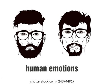 two heads with emotion on her face