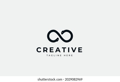 Two Heads Infinite Snakes. Loop Snakes Logo Template, Double O logo abstract.