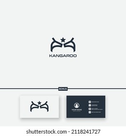 logotipo canguro de dos cabezas simple estrella del amor