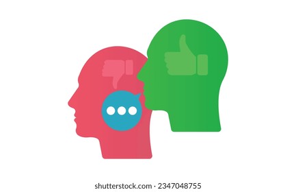 Two heads with talk bubble like gossip.on white background.Vector Design Illustration.