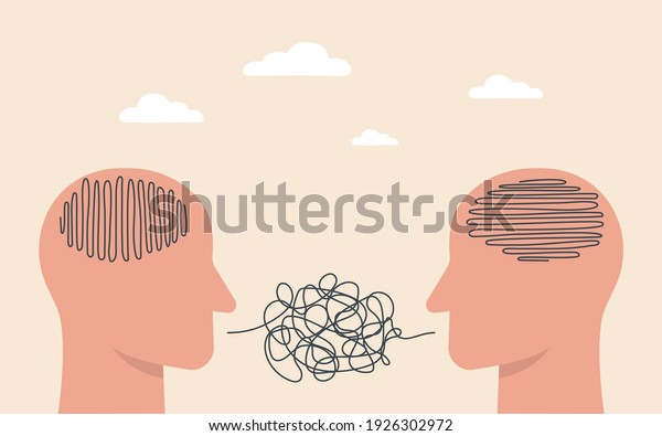 Two Heads Think Differently Different Thinking Stock Vector (Royalty ...