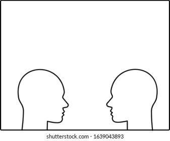 two heads in the window in black and white