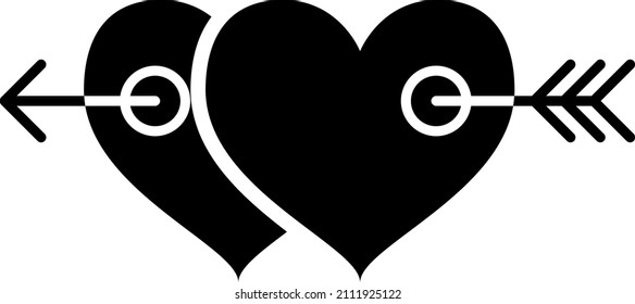 Dos Corazones Con Vector De Icono De Glifo De Flecha