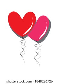 two heart balloons to illustrate love continuously rising