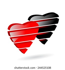 Two heart black and red color