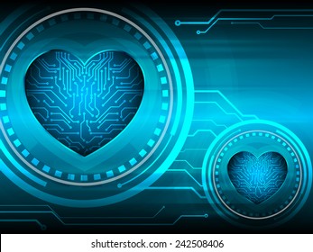 two heart connection circuit abstract technology background