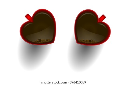 two heart cups of coffee