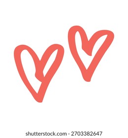 Elemento dibujado a mano de dos corazones