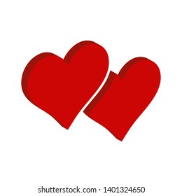 Two heart icon.Isometric and 3D view.