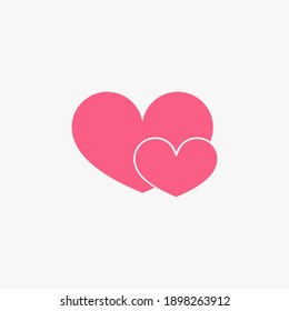 Two heart icons, isolated vector love, affection symbol