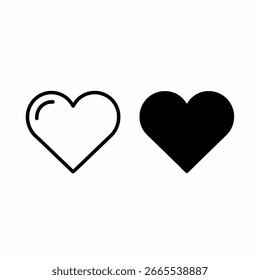 Dos iconos de corazón, uno delineado y otro lleno, uno al lado del otro.