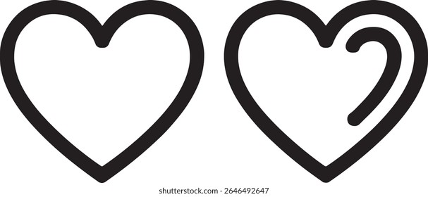 Two Heart Icons Symbolizing Love and Affection Expressed in Simple Line Art and Minimalist Design for Romantic Concepts