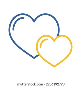 Two heart isolated icon. Valentine day symbol. Vector illustration, romance elements. Sticker, patch, badge, card for marriage, wedding