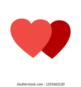 Two heart isolated. Red sign on white background. 