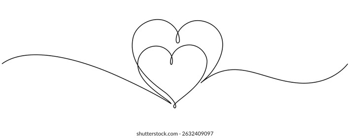 Two heart line art style vector illustration