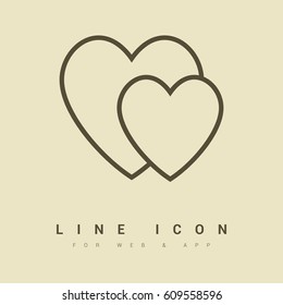 two heart  line vector icon