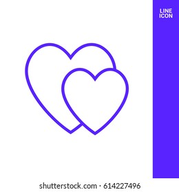 two heart  line vector icon