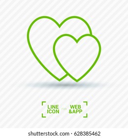 two heart  line vector icon