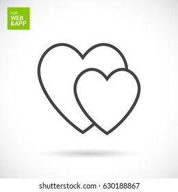 two heart  line vector icon