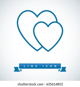 two heart  line vector icon