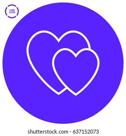two heart  line vector icon