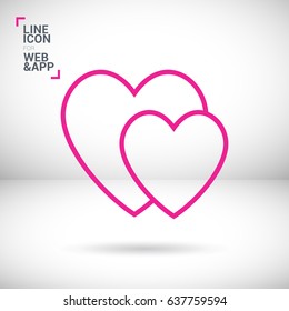 two heart  line vector icon