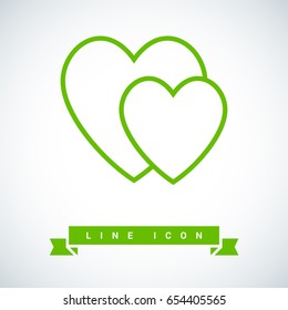 two heart  line vector icon