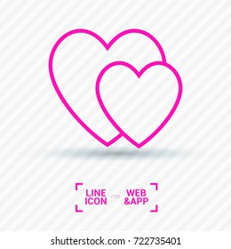 two heart  line vector icon