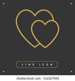 two heart  linear vector icon for websites and mobile minimalistic flat design.