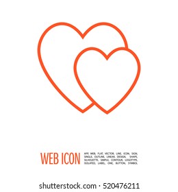 two heart  linear vector icon for websites and mobile minimalistic flat design.
