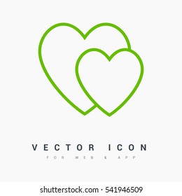 two heart  linear vector icon for websites and mobile minimalistic flat design.
