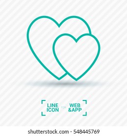 two heart  linear vector icon for websites and mobile minimalistic flat design.