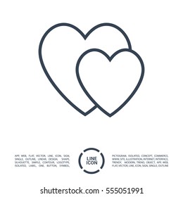 two heart  linear vector icon for websites and mobile minimalistic flat design.