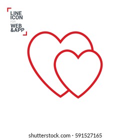 two heart  linear vector icon for websites and mobile minimalistic flat design.