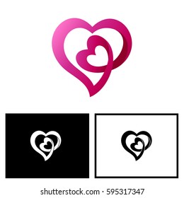Two Heart Logo Vector.