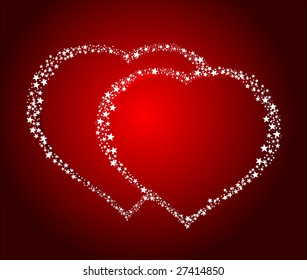 Two Heart Love Valentine's Background Vector