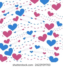 Two heart meet another line, Love Background, Seamless Pattern love