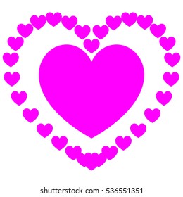 Two heart one another painted on the path violet hearts. Vector eps 10 