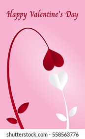 Two heart paper cut flowers and happy valentine's day on pink background, EPS10 Vector Illustration