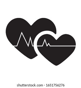 Two Heart Pulse Beats - hearts vector icon