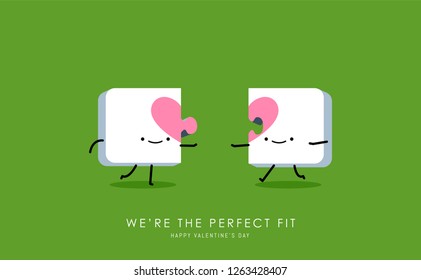 Two heart puzzles. Valentine's pun illustration