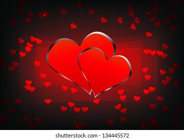 Two heart with red background vector