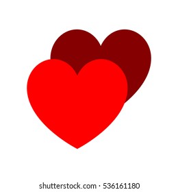Two heart red and dark red.Vector eps 10