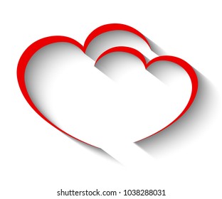 Two heart with shadow - stock vector