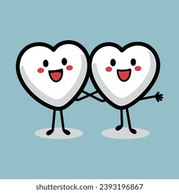 two heart shape cartoon vector illustration
